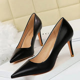 Shoes Pu Leather Woman Pumps Fashion Kitten Heels 7.5 Cm Occupation OL Office Shoes Women Heels 2021 Sexy Heeled