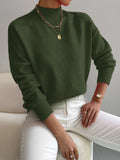 And Winter Half-High Collar Cover Long-Sleeved Sweater Women's Fashion Solid Color Loose Knitting