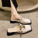 Coarse-Heeled Slippers Women Wear Outside The Summer 2025 New Heel Head Half-Dragging Skirt Lazy Muller