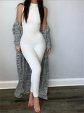 New Women Jumpsuit Rompers Sleeveless Bodycon Sports Yoga Jumpsuit Running Solid White Black Grey Rompers Trousers