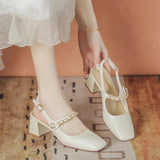 Sandals Women's Summer 2025 New Coarse Heel Dress Fairy Wind Gentle Mary Jane High Heel Single Shoes Bridesmaid