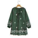 Women's New Flower Embroidery Casual Sleeve Dress