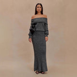 Women's Clothing 2025 Autumn New Breast-Wear Sexy Open Shoulder Half-Dress Suit