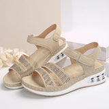 Female Thick Bottom Slope Sandals Large-Size With A Glide Water Drill Thick Bottom Cushion Sandals