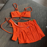 Add Color 2022 New Pit Bar Solid Three-Piece Set Swimsuit