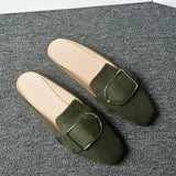 And Autumn New Bag Head Half Slippers Women Flat Bottom Side Of The Casual Lazy Muller Shoes Size