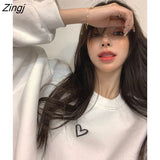 Women Aesthetic Loose Lazy Autumn New Korean Style Leisure O-Neck Long Sleeve Chic All-match Simple Ladies