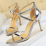 Patent Leather Women Sandals Sexy High Heels Summer Super High Heels 11 Cm Women Stiletto Sandals Female Party