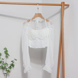 Collar Leak Collar Collar Collar Short Shirt 2025 Spring Dress New Lantern Long-Sleeved Tie With Hanging Neck Shirt Women's Top
