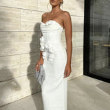 Spring 2025 New Three-Dimensional Rose Body To Close The Waist Open Fork Dress Famous Banquet Adult Evening