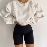 New Round Collar Splicing Long Sleeve Solid Color Basic Velvet