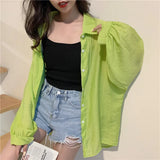 Sunscreen Shirt Long Sleeve Shirt Women Fashion Tops Outerwear Candy-colored Blouse Loose Clothes Blusa Elegant