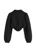 Shirts For Women Polo-Neck Long Sleeve Gothic Crop Top Shirt Female Hip Hop Vintage Streetwear 2023 Spring Summer
