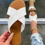 Leopard Cross-Edup Flat-Bottomed Slippers Women Wear Transparent PVC Light Beach Cool Drag