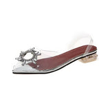 Spring And Summer New Pointed Word With Sunflower High Heels Transparent Crystal Shoes Coarse Heel Glass And Sandals