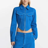 Zingj 2024 New High Waist Short Slim Denim Jacket Temperament Commuter Waist Show Thin Jacket Jacket Women's