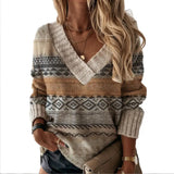 2025 Sweater Women V-Necked Loose Casual Bottom Knitting Sweater