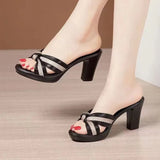 Wearing Cold Slippers Women One Foot Pedal Fish Mouth Exposed Toe And Sandals Beach Height Height And Slippers