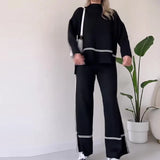 Zingj 2023 New Solid Color Casual Top Loose And Comfortable Design Sense Micro La Trousers Suit Women-Outfit