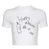 Zingj Simple Print T Women's Fashion Print Crop