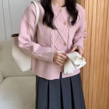 Zingj Spring New Korean Department Temperament Elegant Loose Sweater Coat Irregular Round Collar Twist Knitting Cardigan Female-Outfit