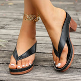 And Cool Slippers Women 2025 Summer New Large-Size Clip Feet Thick High Heel Fashion Cold