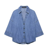 New Wide Sleeve Denim Shirt 1879025427 Jeans