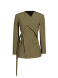 Zingj Wind Suit Female 2024 Autumn New Comfortable Leisure Temperament Versatile V-Neck Belt Small Suit Jacket