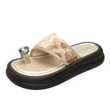 Fashion Comfortable One-Word Drag Woman 2025 Summer New Thick Bottom Height Clamp Slippers Women Wear Cold Drag