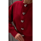 Women's Explosive Heart-Shaped Button Round-Neck Knitted