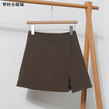 A-Word Fork High-Waist Skirt Short Skirt Women's Korean Dress Dress Dress