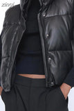 Parkas Women Coat Short Down Jackets For Women Female PU Leather Bomber Jacket Elegant Doudoune Femme Veste Manteau