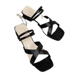 Head Sandals Women's New Thick And Black Fashion Large-Size Roman Women's