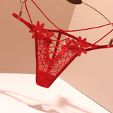 Hollow Trousers Women Seduction Embroidery Fine Strip Transparent Breathable Low-Waist Hot