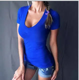 Pullover Solid Color Deep Sexy