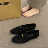 Gold Shoes Female 2025 New Korean Version Of French Retro Round Head Casual Pedaled Buckle Buckle