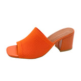 New Large-Size Flying High Heel Cold Slippers Knitted Breathable Coarse Heel Women's Sandals