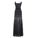 Temperament Wave Spot With Color Sexy Repair Body Mesh Splicing Bag Slings Dress