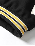 Men's Embroidery Button-Up Varsity Jacket-Outfit