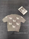 Puppies With Short-Sleeved Round-Neck Knitted Jersey Women 24 Spring And Summer New Age-Reduced Short-Sized T-Shirt