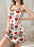 Hot New Pajamas Set Women's Milk Silk Pajamas Sling Skirt Cute Print