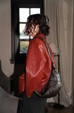 Red Faux Leather Jacket-Outfit