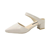 Korean Version Of The Bag Head With Cold Slippers Women Sharp-Tip Word Thick Half-Slipper With Sandals High
