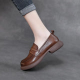 Layer Of Cowhise Small Leather Shoes Autumn New Hand Leather Women's Shoes Flat Sole Soft Soles One Foot Single