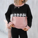 Women's Temperament Thread Under The Fork Knit Shirt Fashion Long-Sleeved Solid Color