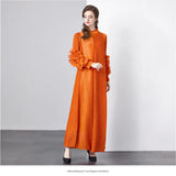 Folds Solid-Colored Dress Women's Niche Light-Cooked Three-Dimensional Flowers Loose Thin-Skinny Long