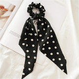 Bow Long Ribbon Hair Scrunchie Chiffon Floral Print Sweet Elastic Hair Band Ponytail Hair Scarf Hair Tie Hair