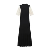Summer Women's Fashion Simple Solid Color Button Short Sleeve Knitted