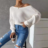 Zingj New Open Back Knit Sweater Long Sleeve Long Sleeve Knit Sweater Woman-Outfit
