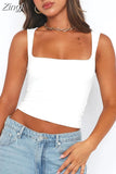 Sexy Tank Tops for Women Square Neck Sleeveless Slim Fitted Shirt Crop Top Basic Tight Under T Shirts Skims